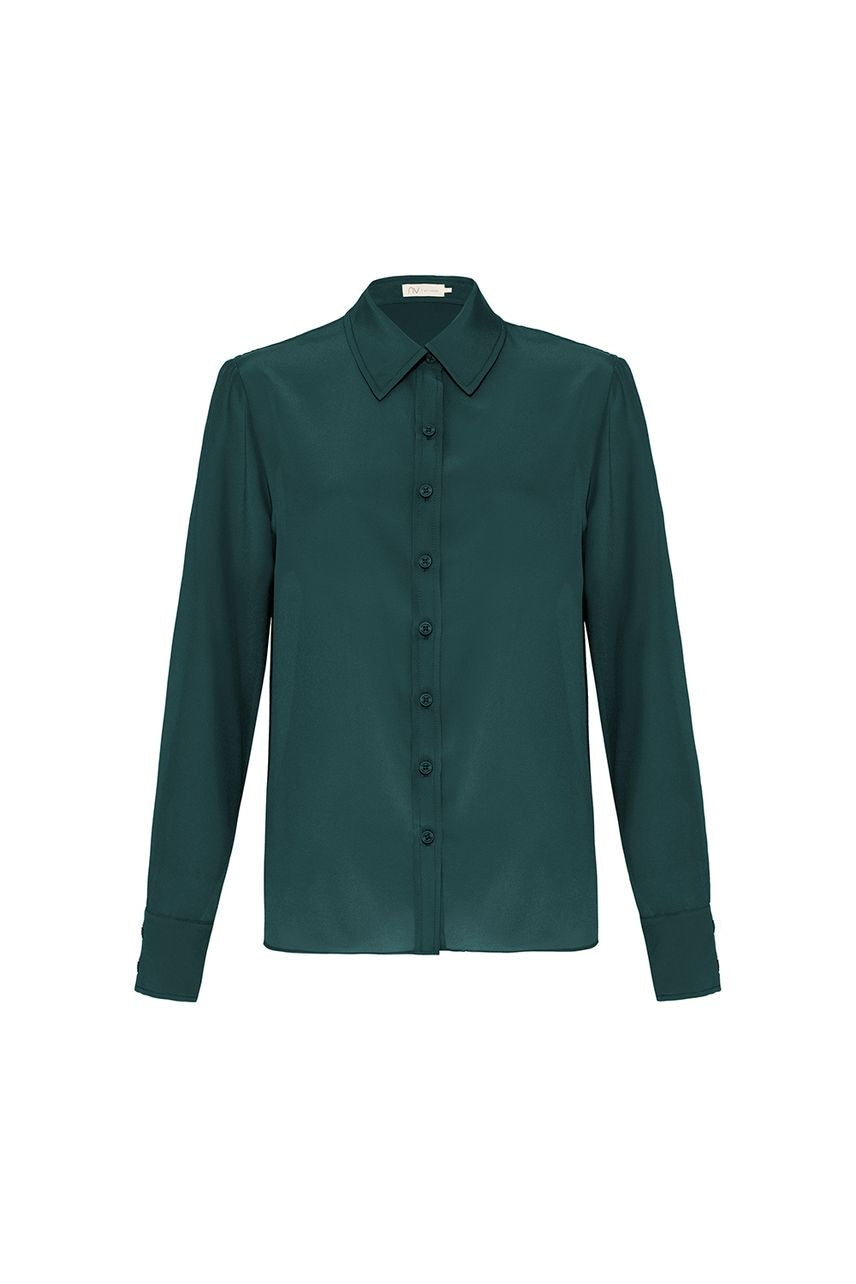 Camisa Seda Lea - Verde Petroleo