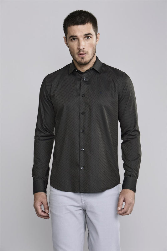 Camisa Manga Longa Jacquard Slim Fit - Verde