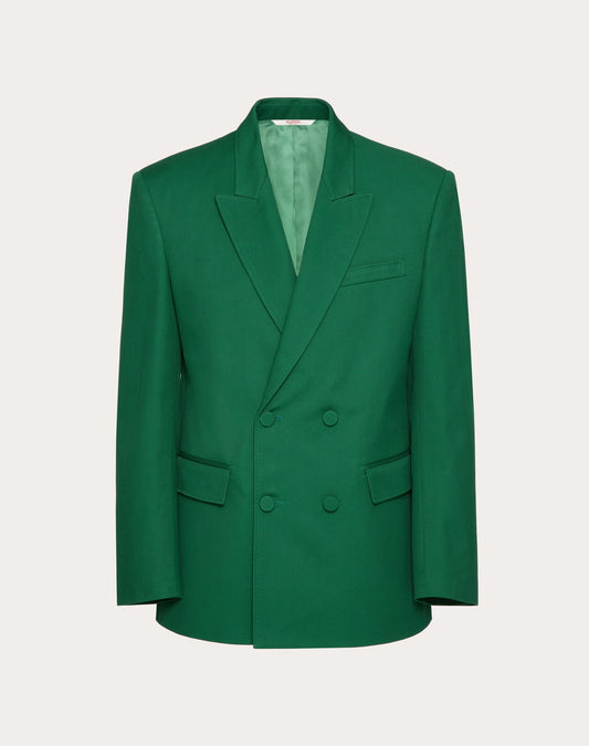 DOUBLE-BREASTED JACKET IN STRETCH COTTON CANVAS- VALENTINO