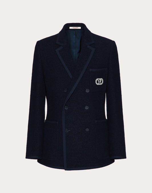 DOUBLE-BREASTED BOUCL√â WOOL JACKET WITH VLOGO SIGNATURE EMBROIDERY- VALENTINO