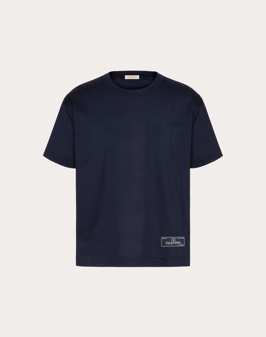 COTTON T-SHIRT WITH MAISON VALENTINO TAILORING LABEL- VALENTINO